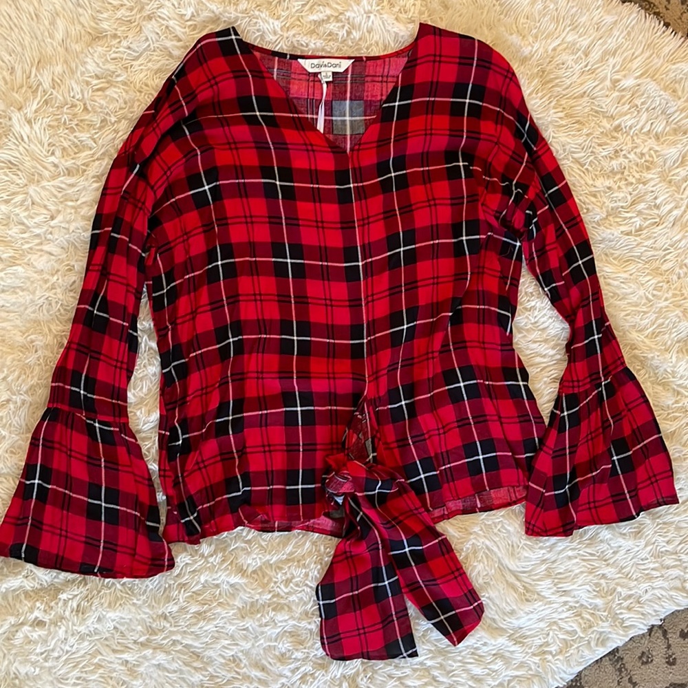 Plaid tie top